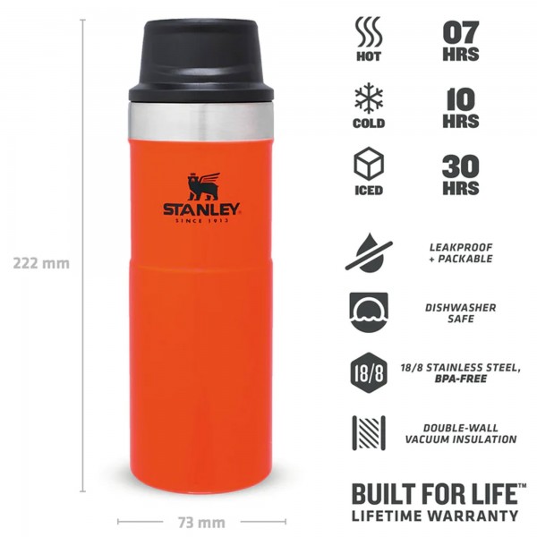 Stanley Klasik Trigger-Action Termos Bardak 0.47 Lt Blaze Orange Turunçu (Yeni)